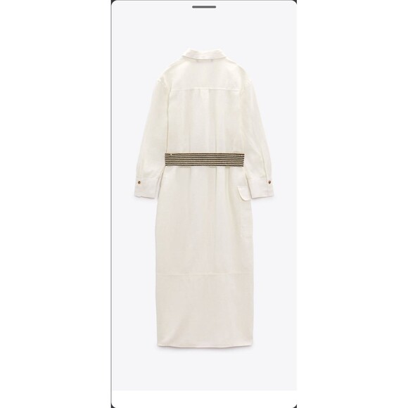 Zara linen blend belted shirt dress - Picture 4 of 6